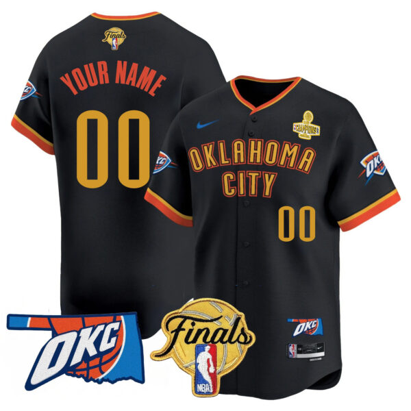 Custom Oklahoma City Thunder Baseball Black 2025 Champions Jersey - All Stitched
