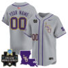 Custom LSU Tigers Baseball Grey 2025 College World Series Bound Jersey - All Stitched