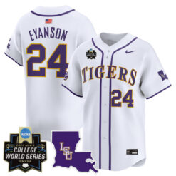 Anthony Eyanson LSU Tigers Baseball White 2025 College World Series Bound Jersey - All Stitched