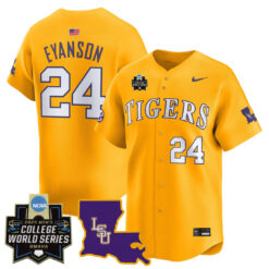 Anthony Eyanson LSU Tigers Baseball Gold 2025 College World Series Bound Jersey - All Stitched