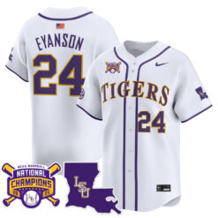 Anthony Eyanson LSU Tigers Baseball White 2025 College World Series Champions Jersey - All Stitched