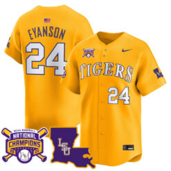 Anthony Eyanson LSU Tigers Baseball Gold 2025 College World Series Champions Jersey - All Stitched