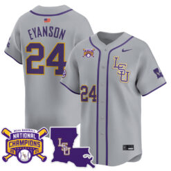 Anthony Eyanson LSU Tigers Baseball Grey 2025 College World Series Champions Jersey - All Stitched