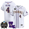 Steven Milam LSU Tigers Baseball White 2025 College World Series Bound Jersey - All Stitched