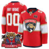 Custom Florida Panthers Stanley Cup Back 2 Back Champions Red Home Jersey - All Stitched