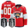Custom Florida Panthers Stanley Cup Back 2 Back Champions Red Home Jersey - All Stitched