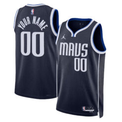 Custom Dallas Mavericks Navy Statement Edition Jersey - All Stitched