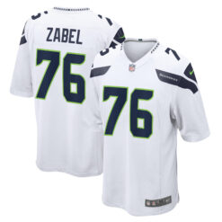 Grey Zabel Seattle Seahawks White Away Game Jersey - All Stitched