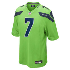 Alternative view of Geno Smith Seattle Seahawks Neon Green Alternate Game Jersey - All Stitched