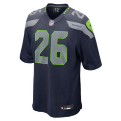Alternative view of Zach Charbonnet Seattle Seahawks Navy Home Game Jersey - All Stitched