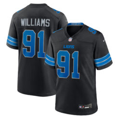 Tyleik Williams Detroit Lions Black Alternate Game Jersey - All Stitched