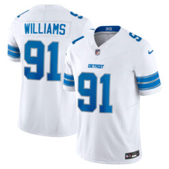 Tyleik Williams Detroit Lions White Away Vapor F.U.S.E Limited Jersey - All Stitched