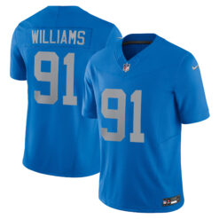 Tyleik Williams Detroit Lions Blue Throwback Vapor F.U.S.E Limited Jersey - All Stitched