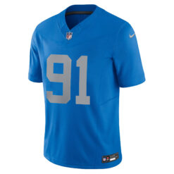Alternative view of Tyleik Williams Detroit Lions Blue Throwback Vapor F.U.S.E Limited Jersey - All Stitched