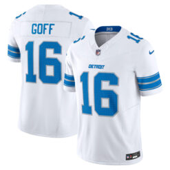 Jared Goff Detroit Lions White Away Vapor F.U.S.E Limited Jersey - All Stitched
