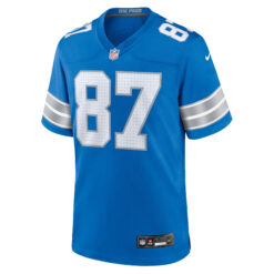 Alternative view of Sam LaPorta Detroit Lions Blue Home Game Jersey - All Stitched