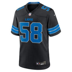 Alternative view of Penei Sewell Detroit Lions Black Alternate Game Jersey - All Stitched