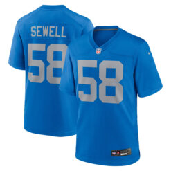 Penei Sewell Detroit Lions Blue Throwback Game Jersey - All Stitched
