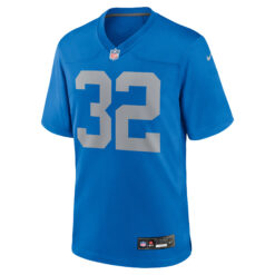 Alternative view of Brian Branch Detroit Lions Blue Throwback Game Jersey - All Stitched