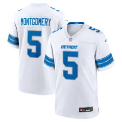David Montgomery Detroit Lions White Away Game Jersey - All Stitched