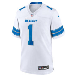 Alternative view of Jameson Williams Detroit Lions White Away Game Jersey - All Stitched