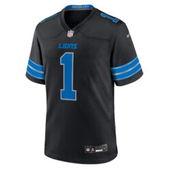 Alternative view of Jameson Williams Detroit Lions Black Alternate Game Jersey - All Stitched