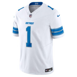 Alternative view of Jameson Williams Detroit Lions White Away Vapor F.U.S.E Limited Jersey - All Stitched