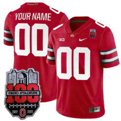 Custom Ohio State Buckeyes Football Scarlet Game Jersey w/ 100th Anniversary Patch - All Stitched