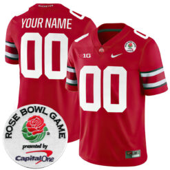 Custom Ohio State Buckeyes Football Scarlet Game Jersey w/ Rose Bowl Patch - All Stitched