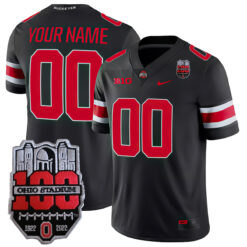 Custom Ohio State Buckeyes Football Black Game Jersey w/ 100th Anniversary Patch - All Stitched