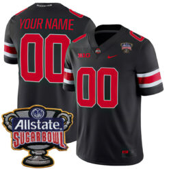 Custom Ohio State Buckeyes Football Black Game Jersey w/ Allstate Sugar Bowl Patch - All Stitched