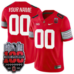 Custom Ohio State Buckeyes Football Scarlet Alternate Game Jersey w/ 100th Anniversary Patch - All Stitched