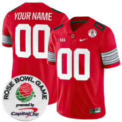 Custom Ohio State Buckeyes Football Scarlet Alternate Game Jersey w/ Rose Bowl Patch - All Stitched