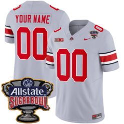 Custom Ohio State Buckeyes Football Grey Game Jersey w/ Allstate Sugar Bowl Patch - All Stitched