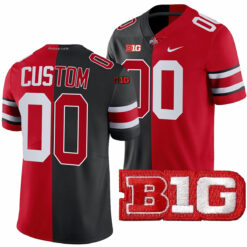 Custom Ohio State Buckeyes Football Scarlet Black Split Jersey - All Stitched