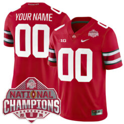 Custom Ohio State Buckeyes Football Scarlet Game 2024 CFP Champions Jersey - All Stitched