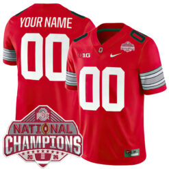 Custom Ohio State Buckeyes Football Scarlet Alternate Game 2024 CFP Champions Jersey - All Stitched
