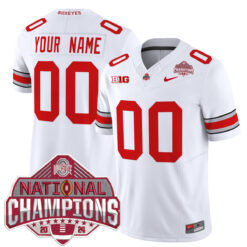 Custom Ohio State Buckeyes Football White Vapor F.U.S.E Limited 2024 CFP Champions Jersey - All Stitched