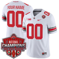 Custom Ohio State Buckeyes Football White Game 2024 CFP Champions Jersey - All Stitched