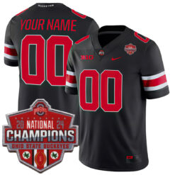 Custom Ohio State Buckeyes Football Black Game 2024 CFP Champions Jersey - All Stitched