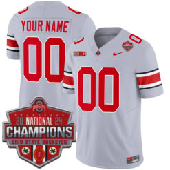 Custom Ohio State Buckeyes Football Grey Game 2024 CFP Champions Jersey - All Stitched