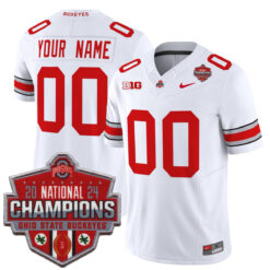 Custom Ohio State Buckeyes Football White Vapor F.U.S.E Limited 2024 CFP Champions Jersey - All Stitched