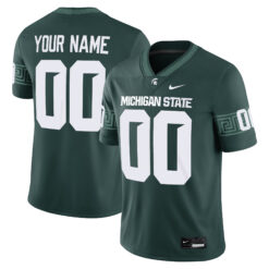 Custom Michigan State Spartans Football Green Game Jersey - All Stitched