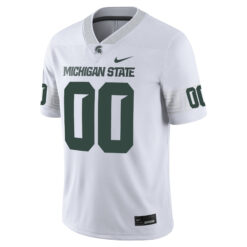 Alternative view of Custom Michigan State Spartans Football White Game Jersey - All Stitched