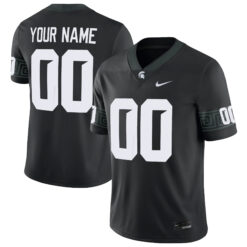 Custom Michigan State Spartans Football Black Game Jersey - All Stitched