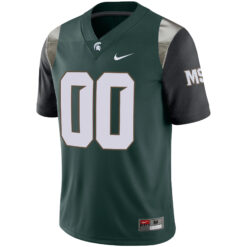Alternative view of Custom Michigan State Spartans Football Green Alternate Game Jersey - All Stitched