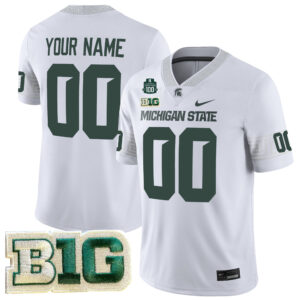 Custom Michigan State Spartans Football White Game Jersey w/ 100th Spartan Stadium Patch - All Stitched