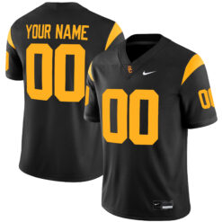 Custom USC Trojans Football Black Game Jersey - All Stitched