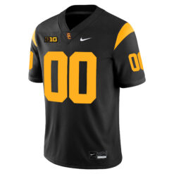 Alternative view of Custom USC Trojans Football Black Game Jersey w/ B1G Patch - All Stitched