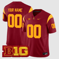 Custom USC Trojans Football Cardinal Vapor F.U.S.E Limited Jersey w/ B1G Patch - All Stitched